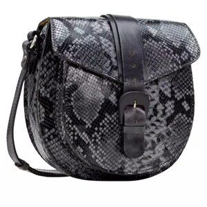 Patricia Nash Padova Croco-Embossed Leather Saddlebag in Smoke